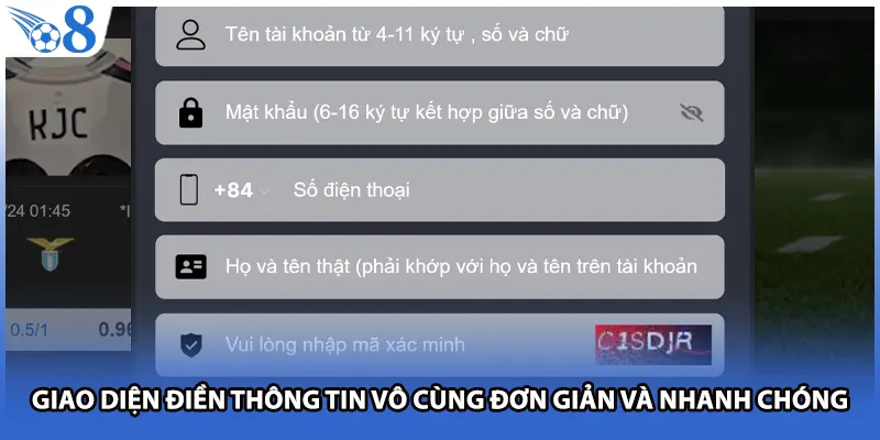 Giao diện điền thông tin vô cùng đơn giản và nhanh chóng