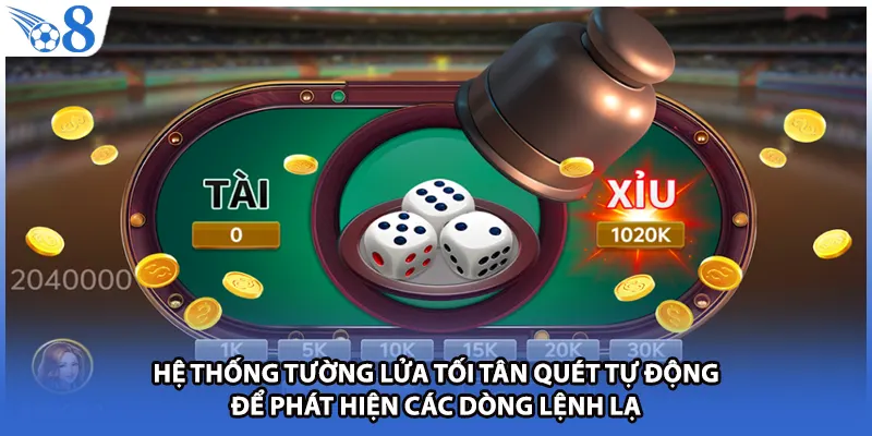 Hệ thống tường lửa tối tân quét tự động để phát hiện các dòng lệnh lạ
